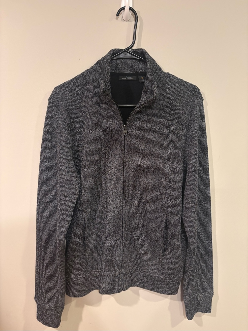 Marc Anthony Men's Charcoal Knit Full-Zip Sweater